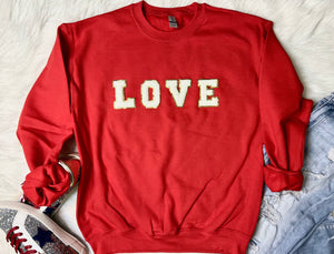 Red & White Love Patch Sweatshirt